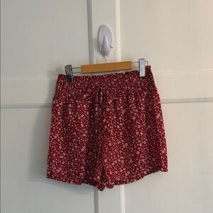 SHEIN Red Floral High Waist Shorts